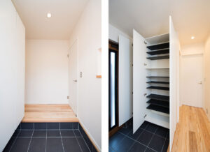 継ぎ目のない外壁と、杉の香り漂う住宅