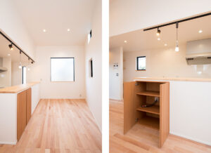 外部はモダンに。内部は桜色に染められた温もり住宅